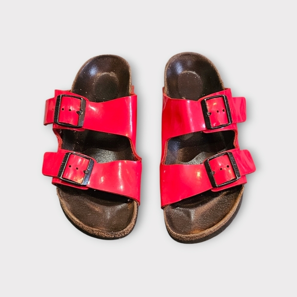 Birkenstock Arizona Cherry Red Patent Leather Sandals - Picture 2 of 7
